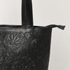 ADBGZ837A Black Hand-Tooled Leather Tote Bag Western Floral Elegance