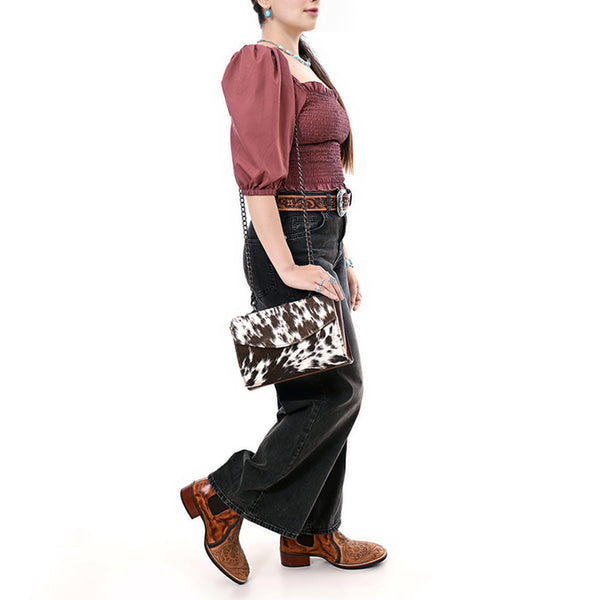 ADBG1489 American Darling Hair-On Cowhide Envelop Bag Genuine Leather Western Crossbody Purse