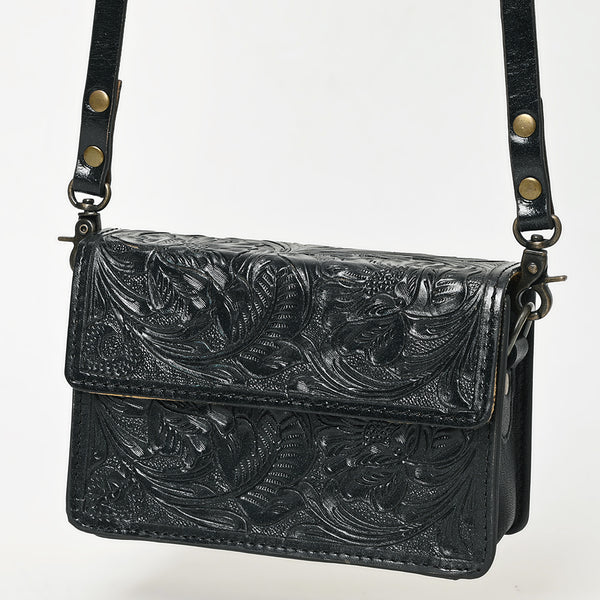 ADBG1491 American Darling Hand-Tooled Leather Small Cross Body Bag Floral Carved Western Purse