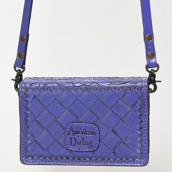 ADBG1491 American Darling Hand-Tooled Leather Small Cross Body Bag Floral Carved Western Purse