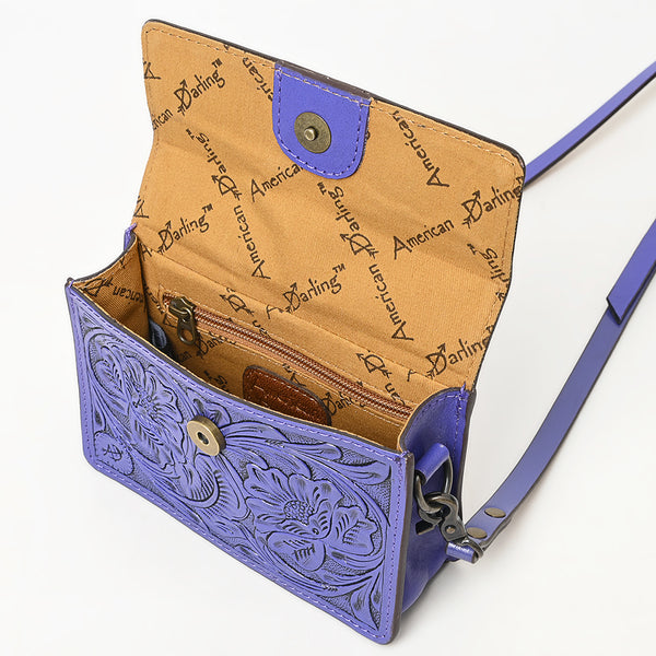 ADBG1491 American Darling Hand-Tooled Leather Small Cross Body Bag Floral Carved Western Purse