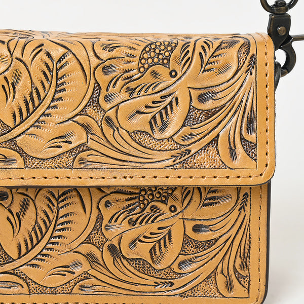 ADBG1491 American Darling Hand-Tooled Leather Small Cross Body Bag Floral Carved Western Purse