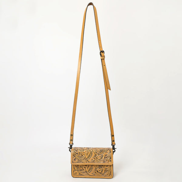 ADBG1491 American Darling Hand-Tooled Leather Small Cross Body Bag Floral Carved Western Purse