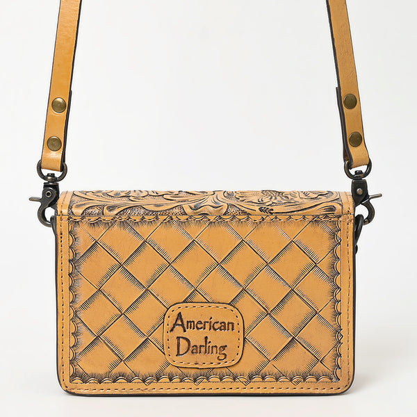 ADBG1491 American Darling Hand-Tooled Leather Small Cross Body Bag Floral Carved Western Purse