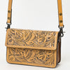 ADBG1491 American Darling Hand-Tooled Leather Small Cross Body Bag Floral Carved Western Purse