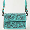 ADBG1491 American Darling Hand-Tooled Leather Small Cross Body Bag Floral Carved Western Purse
