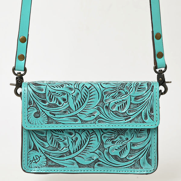 ADBG1491 American Darling Hand-Tooled Leather Small Cross Body Bag Floral Carved Western Purse