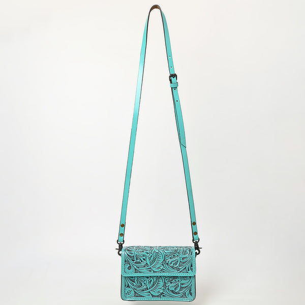 ADBG1491 American Darling Hand-Tooled Leather Small Cross Body Bag Floral Carved Western Purse