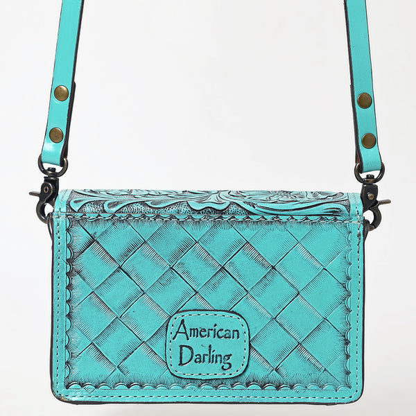 ADBG1491 American Darling Hand-Tooled Leather Small Cross Body Bag Floral Carved Western Purse