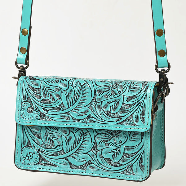 ADBG1491 American Darling Hand-Tooled Leather Small Cross Body Bag Floral Carved Western Purse