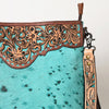 ADBG1493 American Darling Hand-Tooled Leather Large Crossbody Bag | Hair-On Cowhide Fringe Purse
