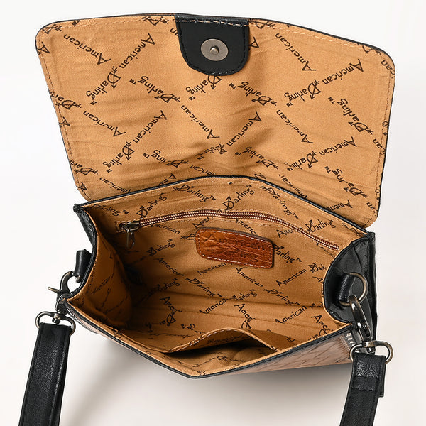 ADBG1494 American Darling Hand-Tooled Leather Small Crossbody Bag | Floral Carved Buckstitched Purse