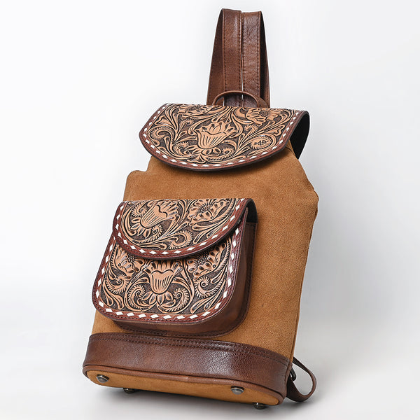 ADBG1498 American Darling Hand-Tooled Leather Backpack Bag | Western Full-Grain Artisan Pack