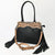 ADBG1500 American Darling Black Western Leather Tote Bag with Hand-Tooled Floral Panel & Fringe Accents