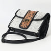 ADBG1503 American Darling Western Leather Small Cross Body Bag with Hair-On Cowhide & Tooled Panel