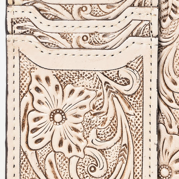 ADBG1506 American Darling Western Leather Card Holder Bag with Hand-Tooled Floral Carved Detail
