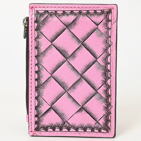 ADBG1506 American Darling Pink Western Leather Card Holder Bag with Hand-Tooled Floral Carving