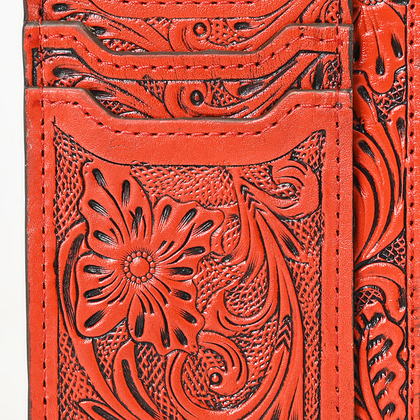 ADBG1506 American Darling Western Leather Card Holder Bag with Hand-Tooled Floral Carved Detail