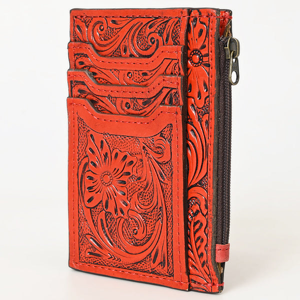ADBG1506 American Darling Western Leather Card Holder Bag with Hand-Tooled Floral Carved Detail