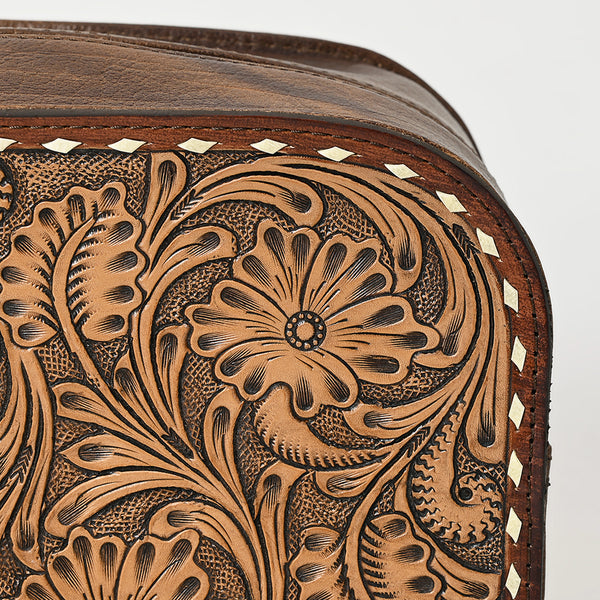 ADBG1509 American Darling Hand-Tooled Western Leather Toiletry Bag Genuine Floral Carved Travel Case