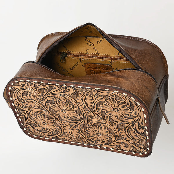 ADBG1509 American Darling Hand-Tooled Western Leather Toiletry Bag Genuine Floral Carved Travel Case