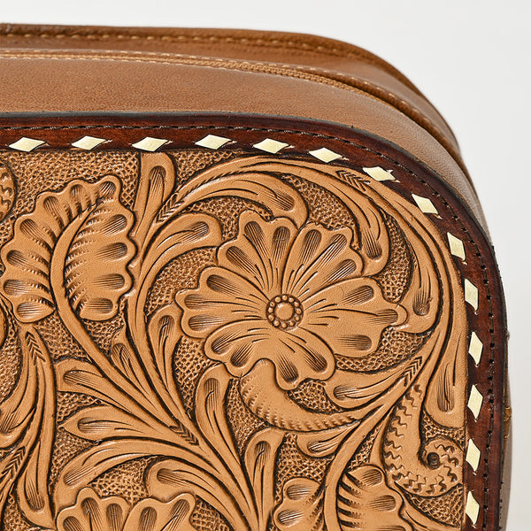 ADBG1509 American Darling Hand-Tooled Western Leather Toiletry Bag Genuine Floral Carved Travel Case