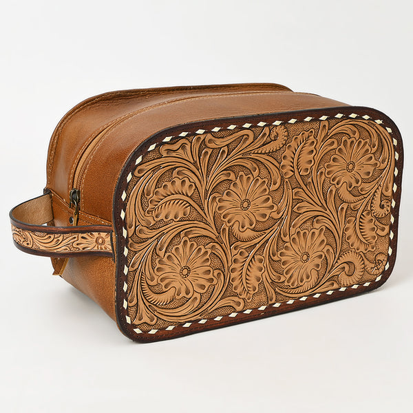 ADBG1509 American Darling Hand-Tooled Western Leather Toiletry Bag Genuine Floral Carved Travel Case