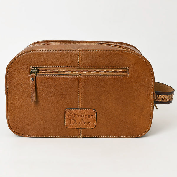 ADBG1509 American Darling Hand-Tooled Western Leather Toiletry Bag Genuine Floral Carved Travel Case