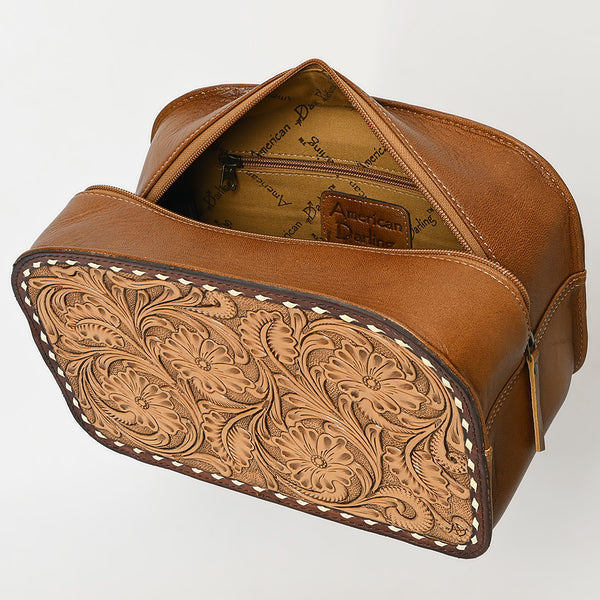 ADBG1509 American Darling Hand-Tooled Western Leather Toiletry Bag Genuine Floral Carved Travel Case