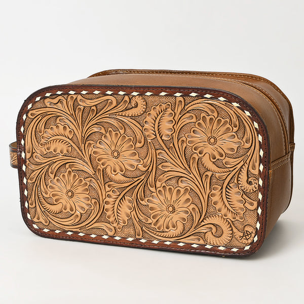 ADBG1509 American Darling Hand-Tooled Western Leather Toiletry Bag Genuine Floral Carved Travel Case
