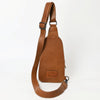 ADBG1510 American Darling Western Leather Sling Bag with Hand-Tooled Floral & Saddle Blanket Panel