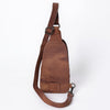 ADBG1510 American Darling Western Leather Sling Bag with Hand-Tooled Floral & Saddle Blanket Panel