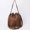ADBG1512 American Darling Western Leather Bucket Bag Saddle Blanket Weave & Tassel Detail