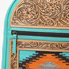 ADBG1515 American Darling Western Leather Backpack Bag with Hand-Tooled Details & Woven Saddle Blanket