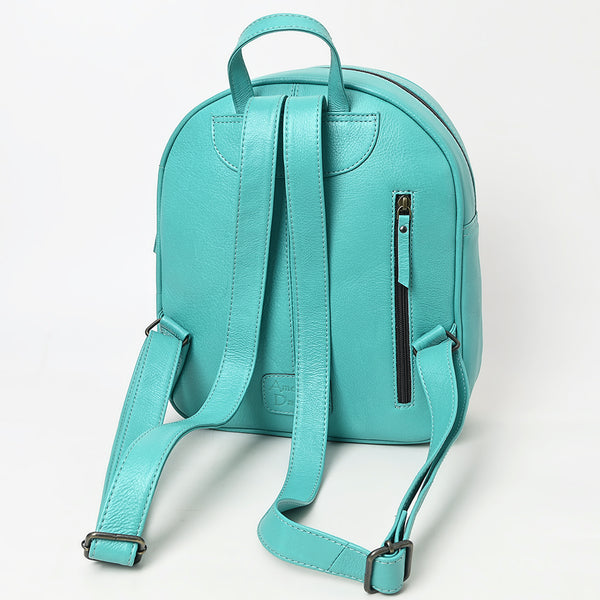 ADBG1515 American Darling Western Leather Backpack Bag with Hand-Tooled Details & Woven Saddle Blanket