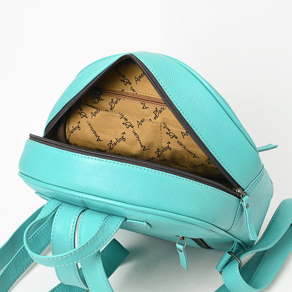 ADBG1515 American Darling Western Leather Backpack Bag with Hand-Tooled Details & Woven Saddle Blanket