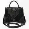 ADBG1516 American Darling Western Leather Messenger Bag with Hair-On Cowhide & Crocodile-Embossed Detailing