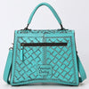 ADBG1517 American Darling Western Leather Messenger Bag with Hand-Tooled Floral Detailing