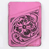 ADCCG108 Hand-Tooled Leather Card Holder - Western Floral Slim Vertical Wallet