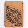 ADCCG108 Hand-Tooled Leather Card Holder - Western Floral Slim Vertical Wallet