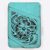 ADCCG108 Hand-Tooled Leather Card Holder - Western Floral Slim Vertical Wallet
