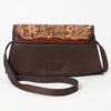ADBGA569 American Darling Hand-Tooled Leather & Cowhide Crossbody Bag Western Floral Concho Accent