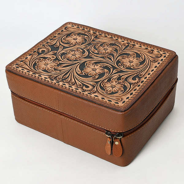 ADBGA573 Tooled Leather Jewelry Case Genuine Western Cowgirl Organizer