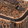 ADBGA576 American Darling Hand-Tooled Leather Jewelry Case with Zip Closure and Top Handle