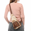 ADBGA580 American Darling Hand-Tooled Leather & Cowhide Sling Bag With Hand Tooled