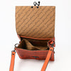 ADBGZ866 Orange Tooled Leather Tote Handbag Floral Western Satchel with Crossbody Strap | American Darling