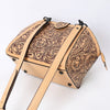 ADBGZ868 Hand-Tooled Tan Leather Structured Messenger Bag Western Floral Purse | American Darling