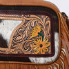 ADBG1524 American Darling Western Leather Fanny Pack Tooled Floral and Hair-on Cowhide