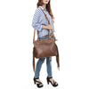 ADBG1527 American Darling Western Hand-Tooled Leather Tote Bag with Floral Carving and Dramatic Fringes