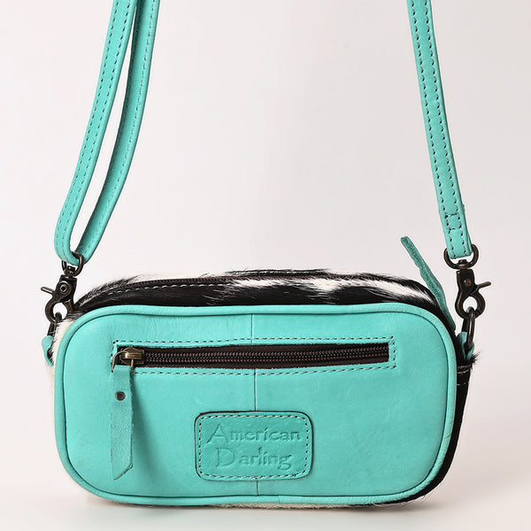 ADBG1528 American Darling Western Hair-on Cowhide Small Crossbody Bag with Hand-Tooled Floral Accents